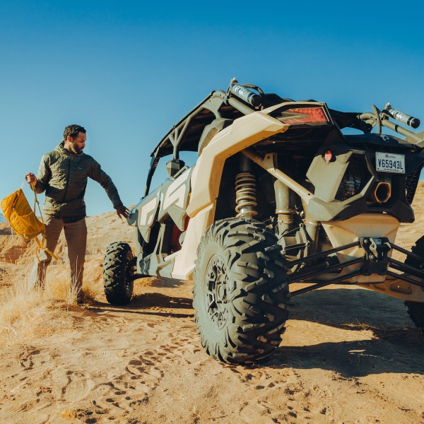 a tractor in a desert